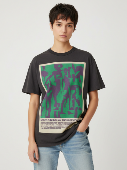 Cotton Loose Dancer Print T Couple Short Sleeve Cotton T-shirt Loose.