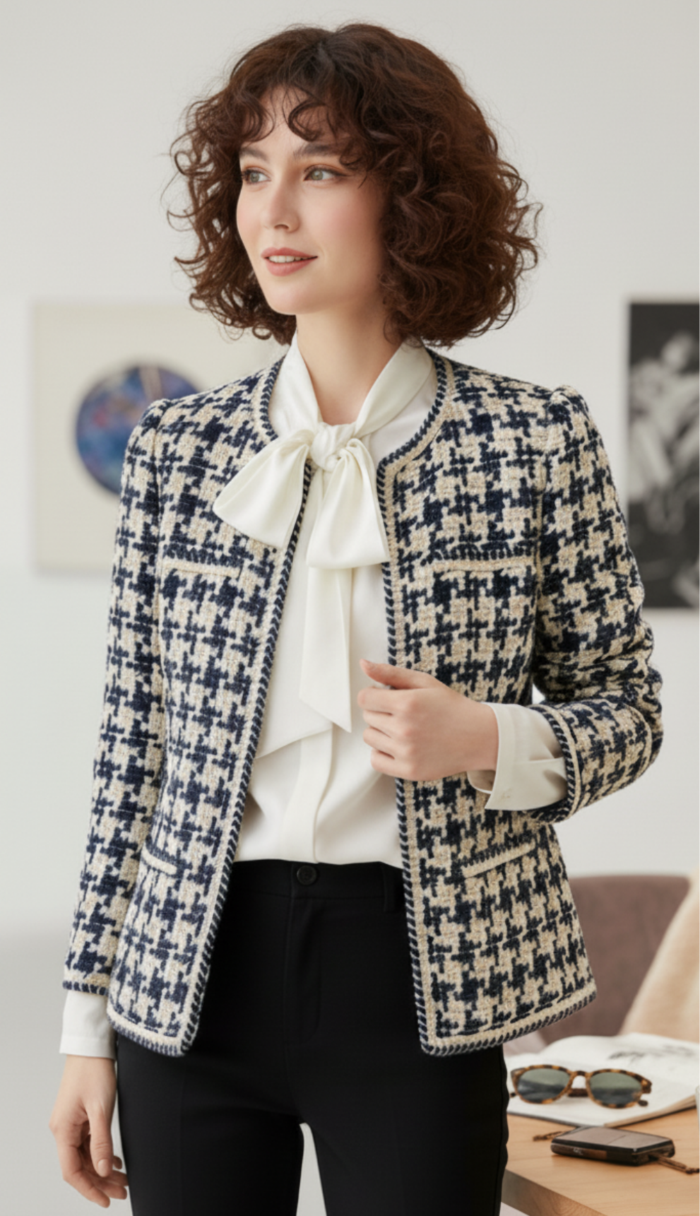 Houndstooth Small Fragrance Jacket Women Clothing